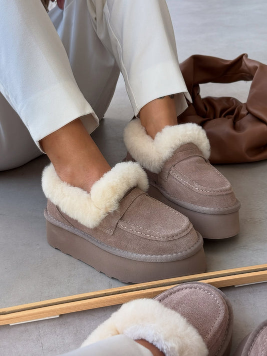 Shearling-Trim Hilfiger-Inspired Slip-On Boots