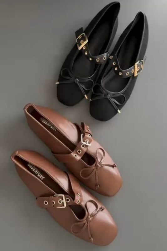 Lace-Up Mary Jane Loafers With Buckle Details