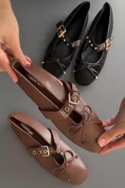 Lace-Up Mary Jane Loafers With Buckle Details