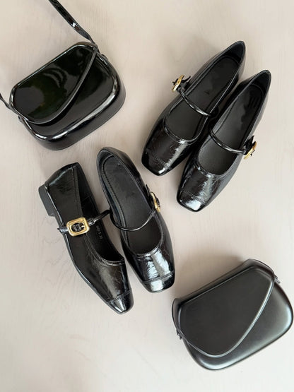 Black Patent Mary Jane Flats