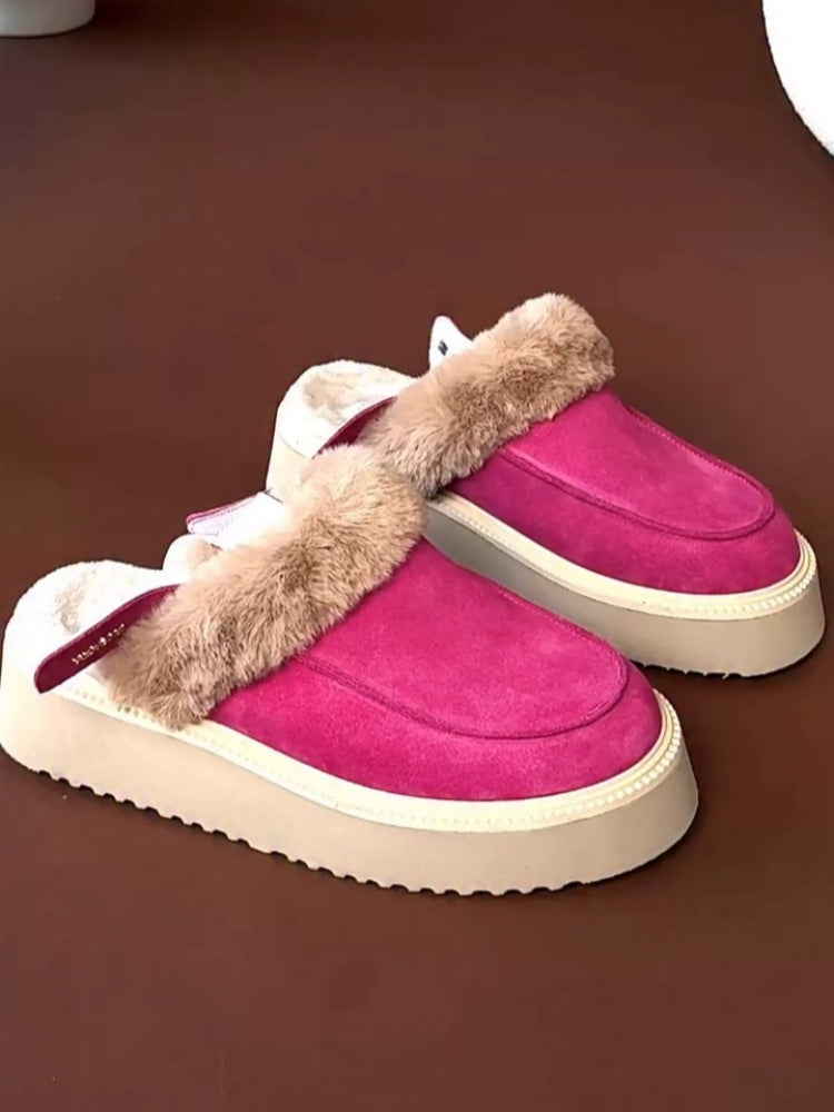 Fur-Laced Platform Mules