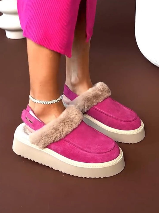 Fur-Laced Platform Mules