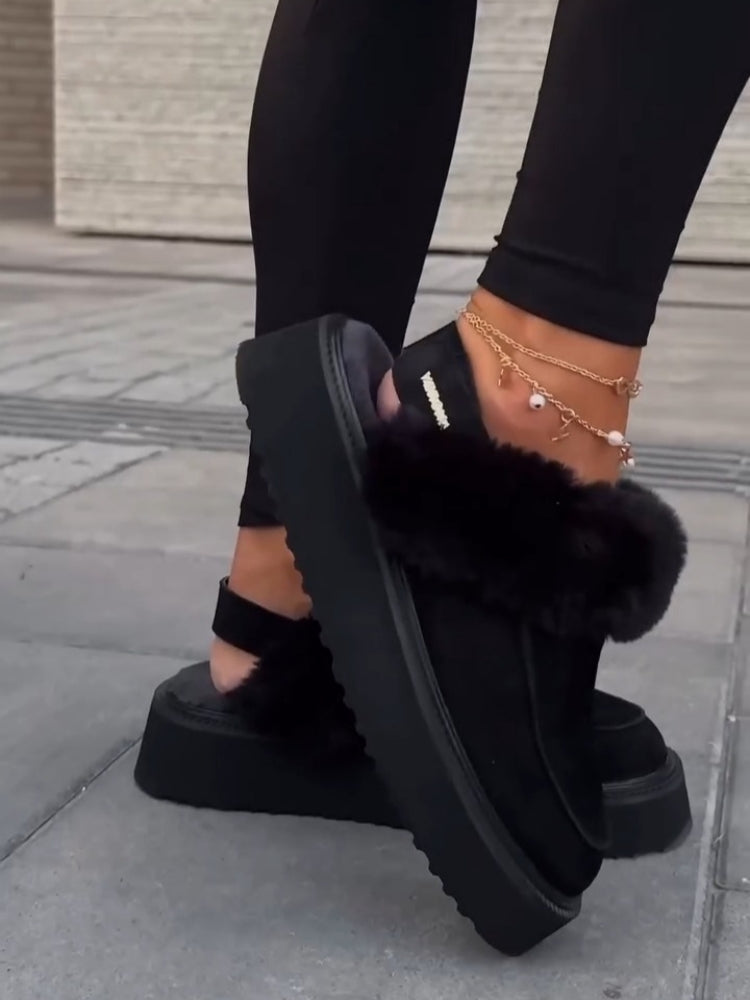 Fur-Laced Platform Mules