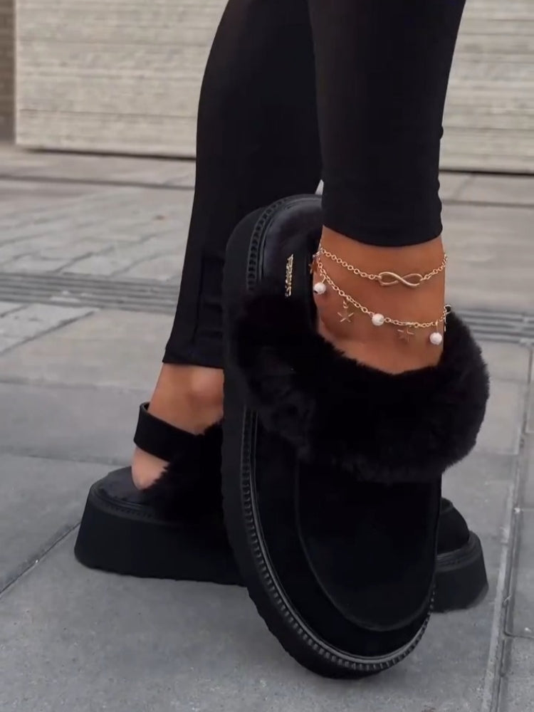 Fur-Laced Platform Mules