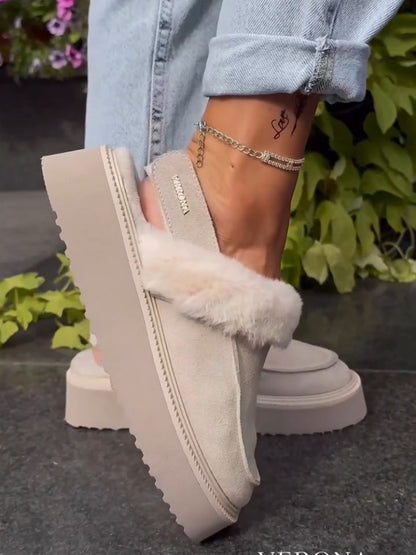 Fur-Laced Platform Mules