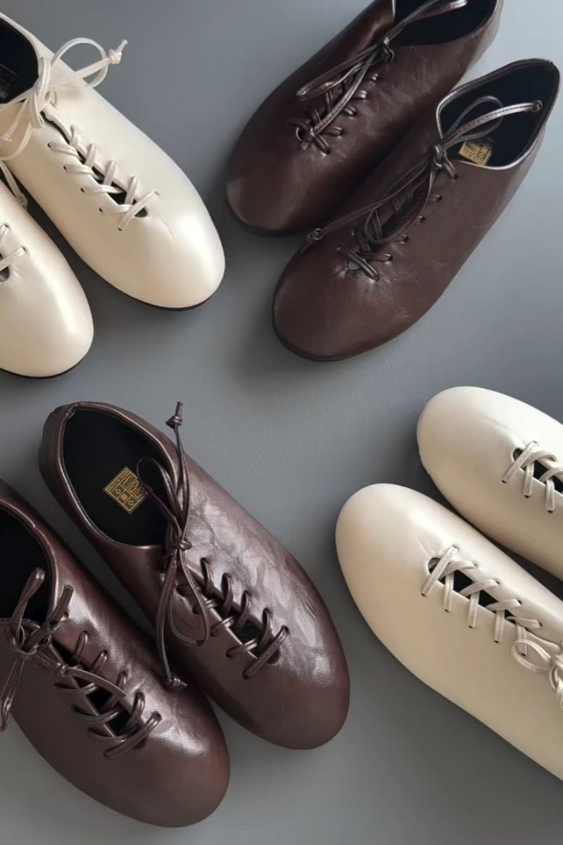 Leather Lace-Up Oxfords Set