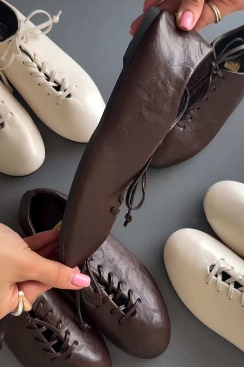 Leather Lace-Up Oxfords Set