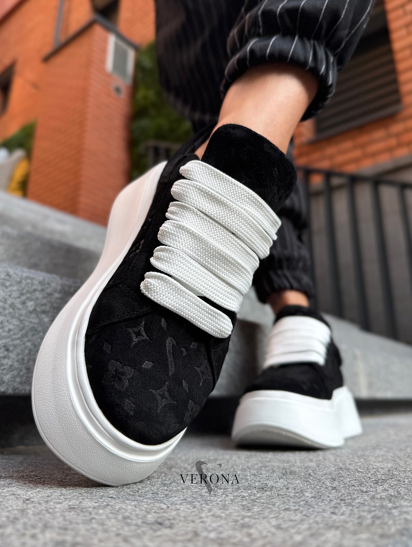 Fuchsia Velvet Platform Sneakers With Wide White Laces