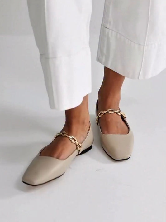 Leather Mules With Chain Strap