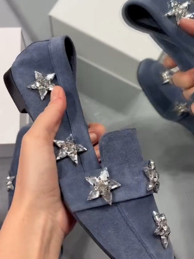 Embellished Suede Loafers