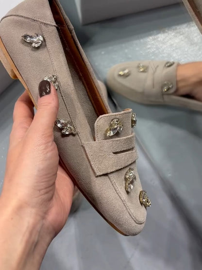 Embellished Suede Loafers