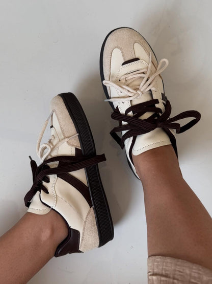 Cream Sneakers With Chunky Sole