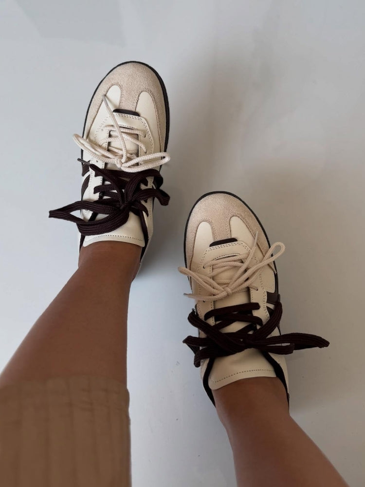 Cream Sneakers With Chunky Sole