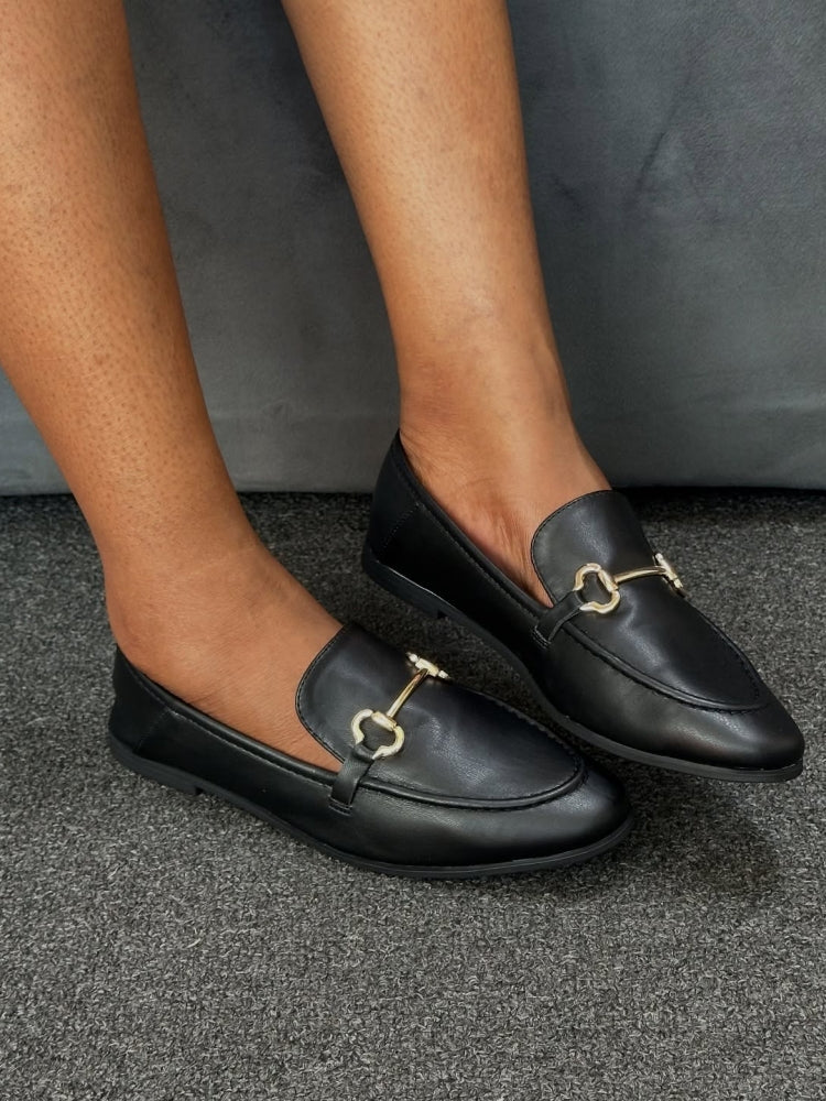 Black And White Horsebit Loafers