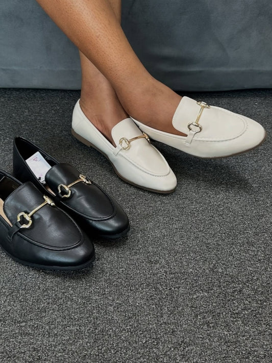 Black And White Horsebit Loafers