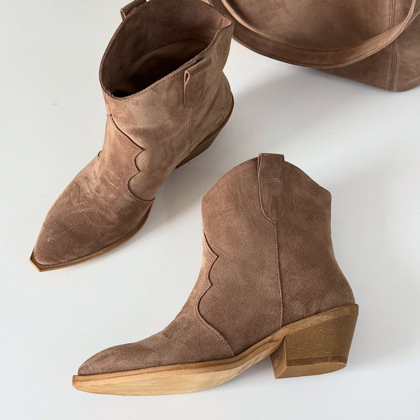 Suede Ankle Boots With Western-Influence