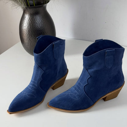 Suede Ankle Boots With Western-Influence