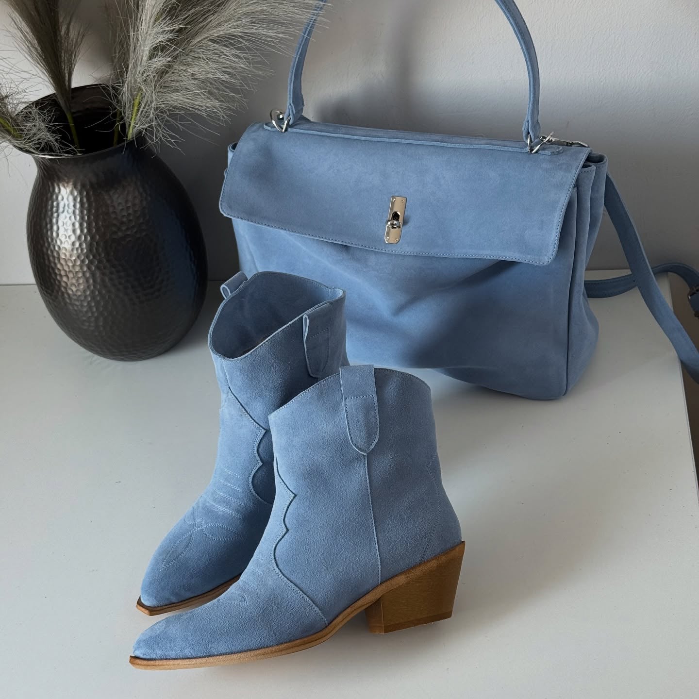 Suede Ankle Boots With Western-Influence