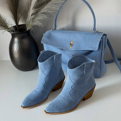 Suede Ankle Boots With Western-Influence