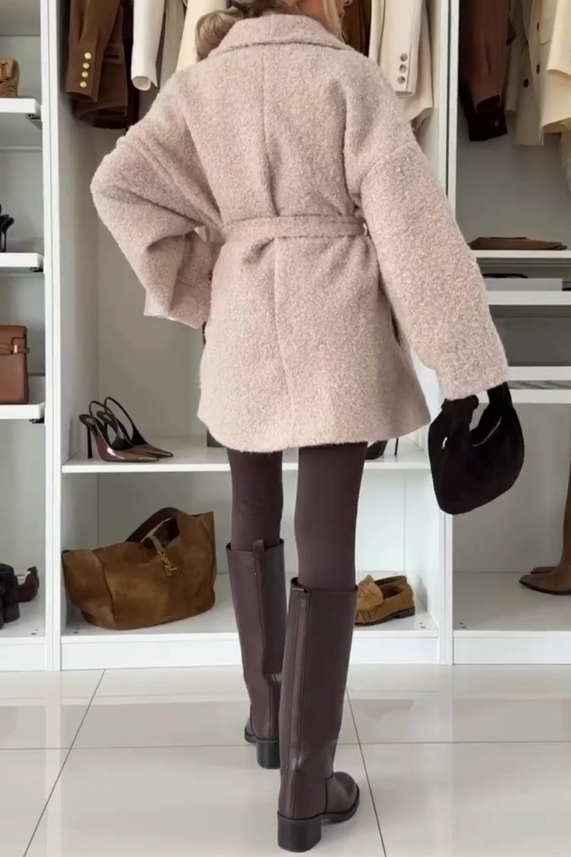 Cozy Tan Wool Coat With Belt