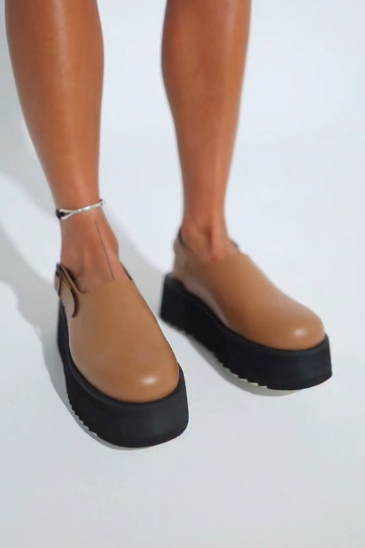 Tan Platform Mary Jane Shoes