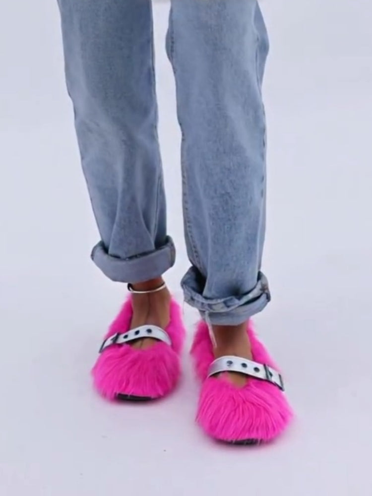 Neon Fur Sandal Slippers