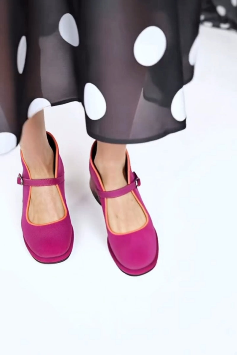 Fuchsia Suede Mary Jane Heels