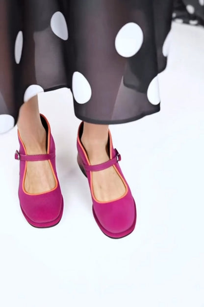Fuchsia Suede Mary Jane Heels