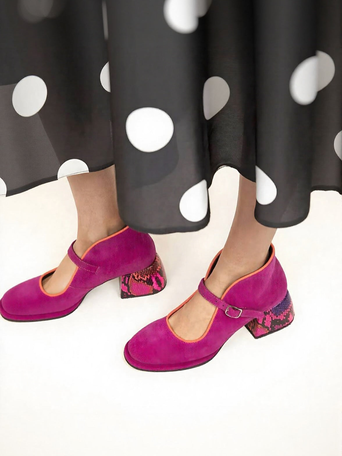 Fuchsia Suede Mary Jane Heels