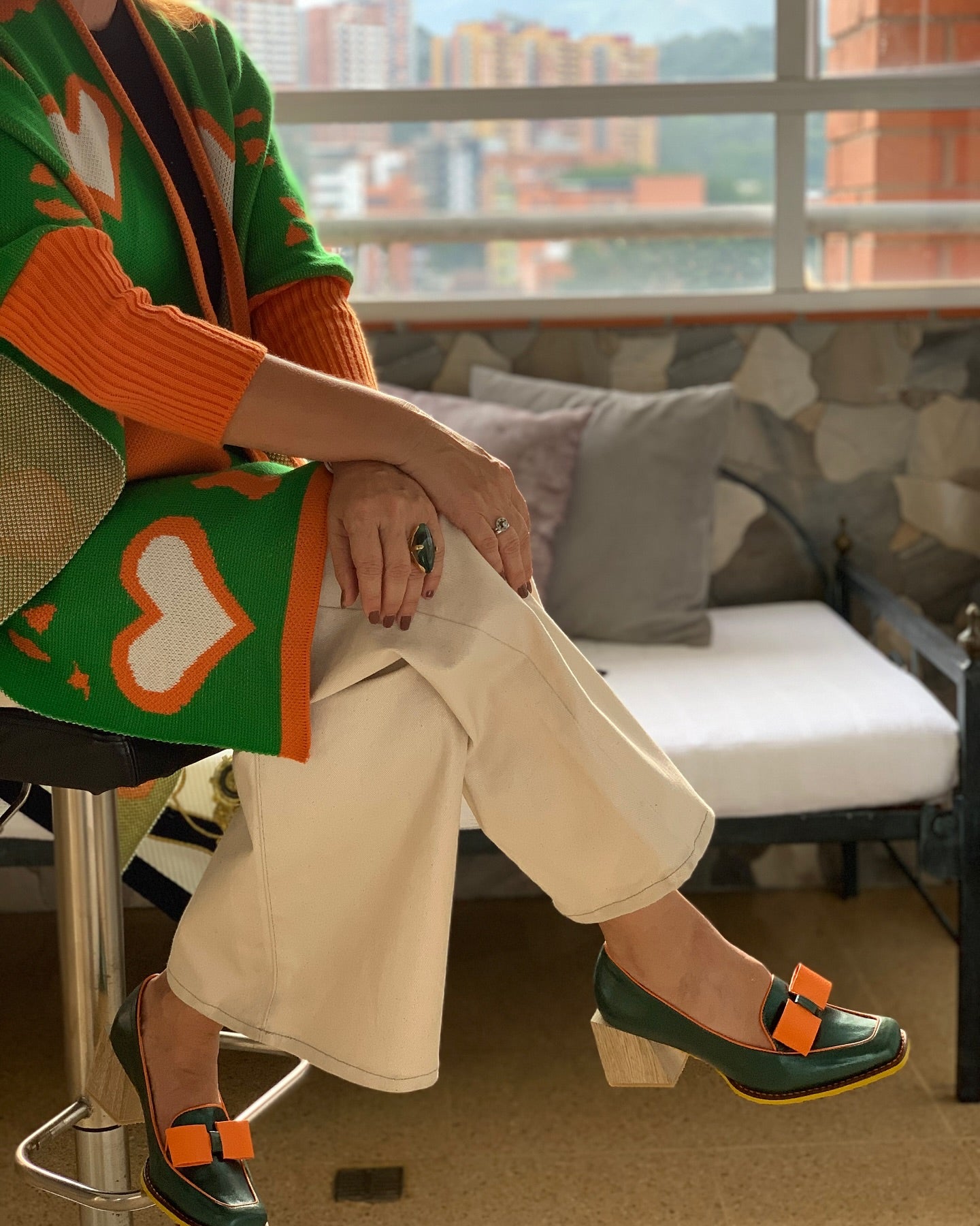 Green And Orange Blocks Shoes