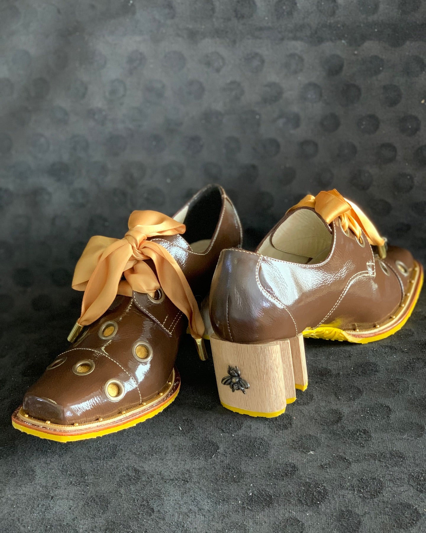 Curved-heel Lattice Boots With Ribbon Detail