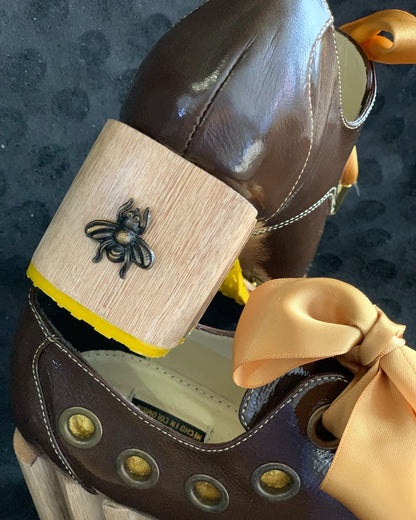 Curved-heel Lattice Boots With Ribbon Detail