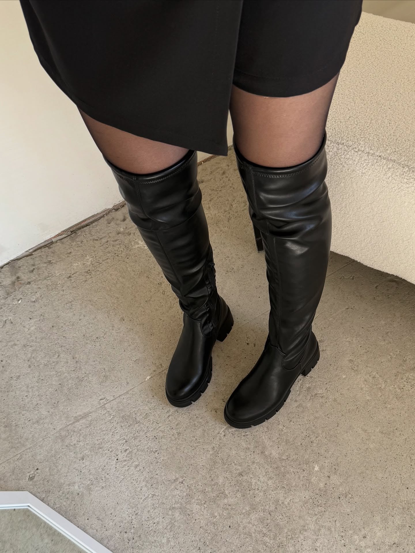 Black Over-the-Knee Leather Boots