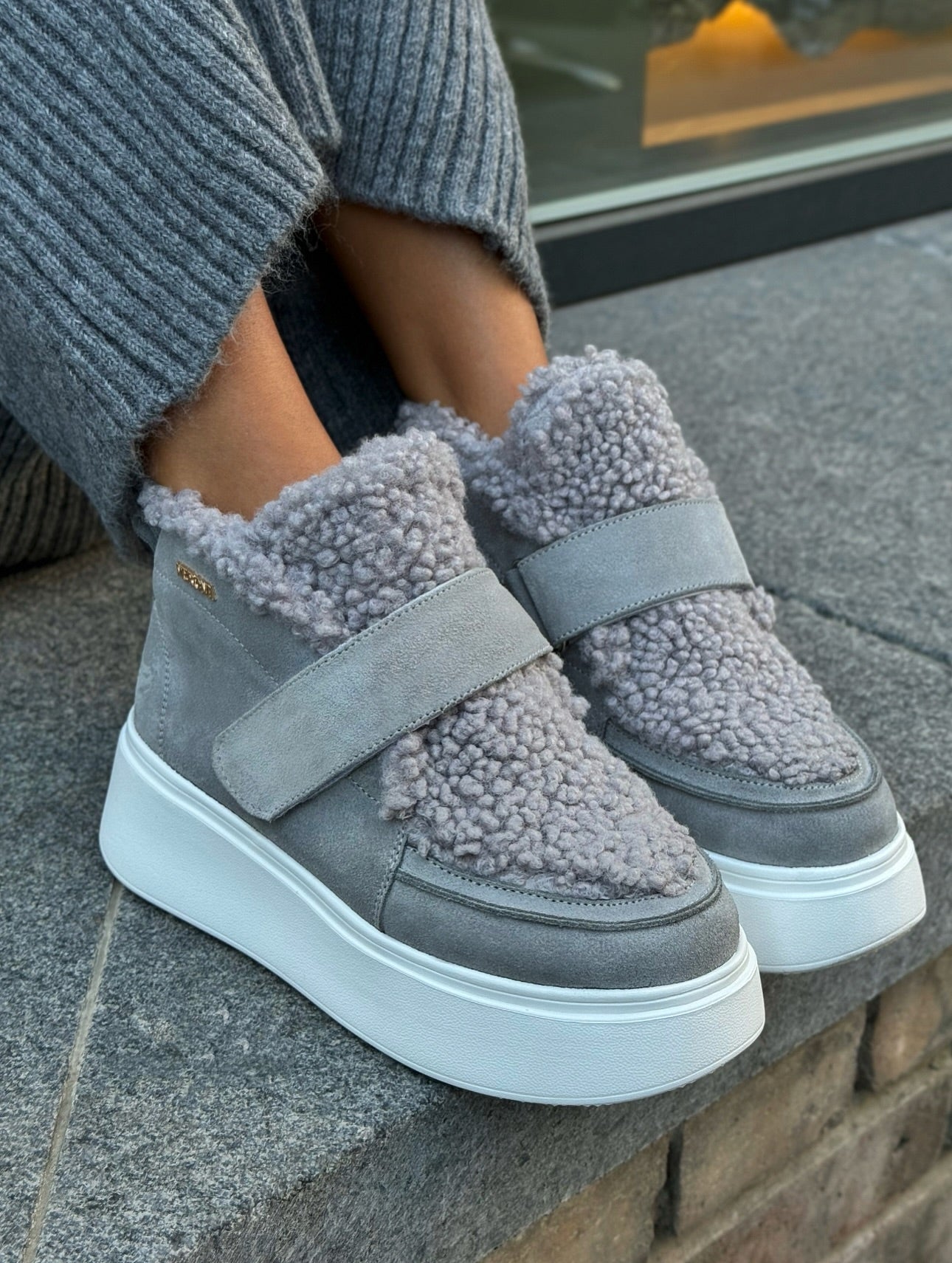 Faux Fur Folding Platform Boots