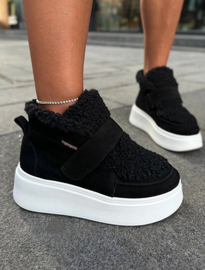 Faux Fur Folding Platform Boots