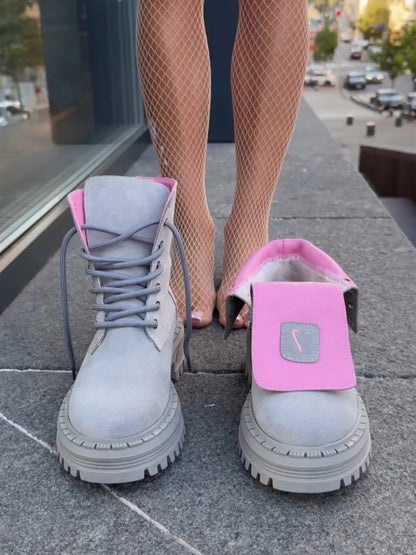 Lug-Sole Boots With Strap