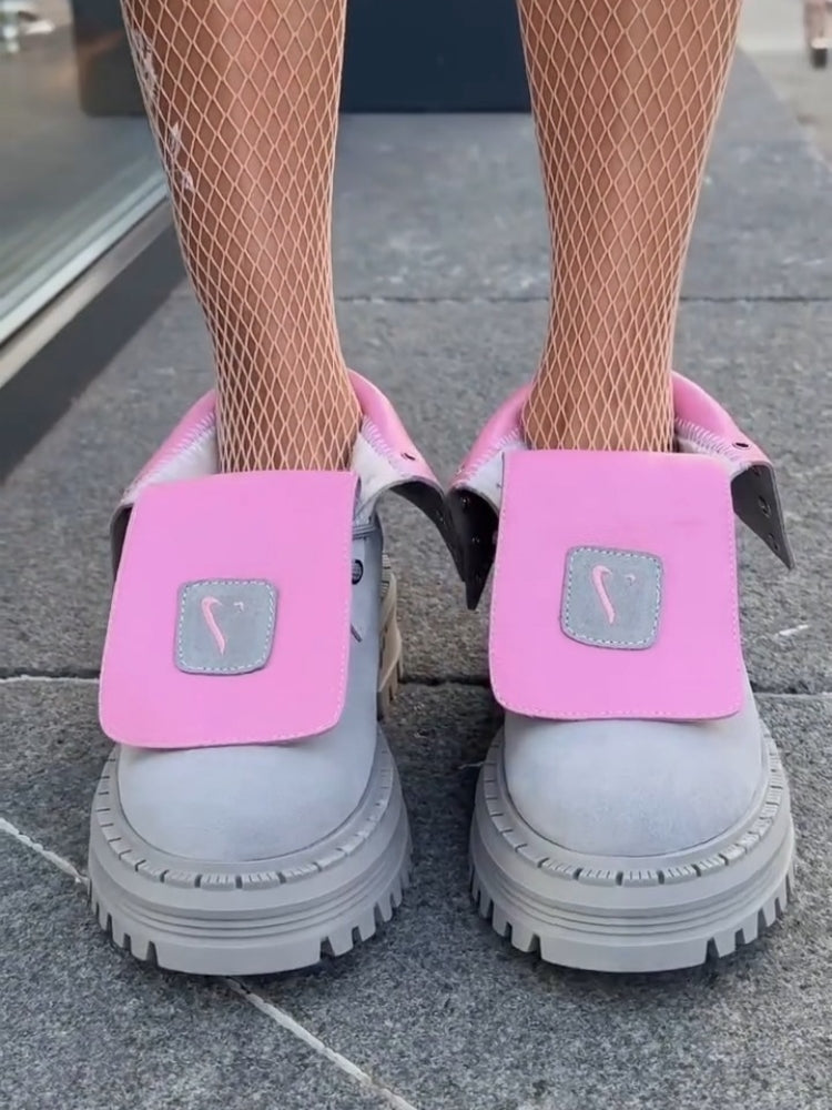 Lug-Sole Boots With Strap