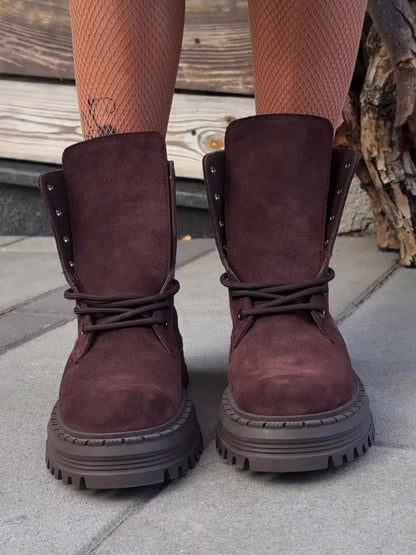 Lug-Sole Boots With Strap