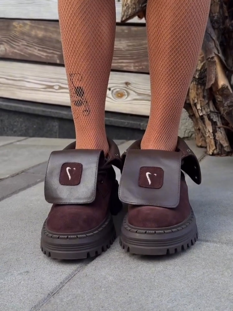 Lug-Sole Boots With Strap