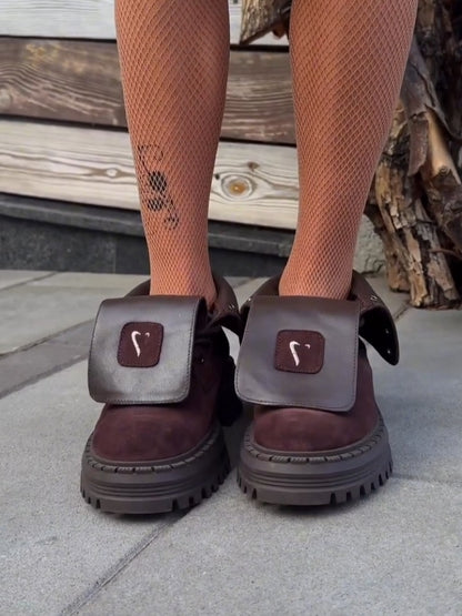 Lug-Sole Boots With Strap