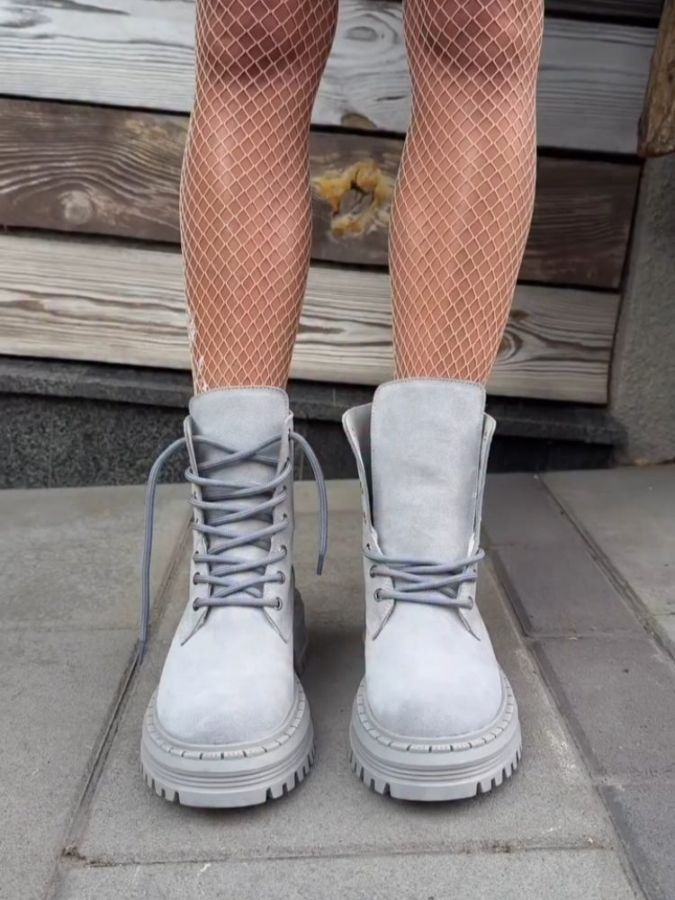 Lug-Sole Boots With Strap