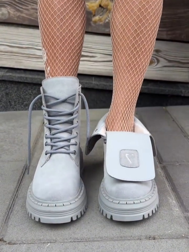 Lug-Sole Boots With Strap