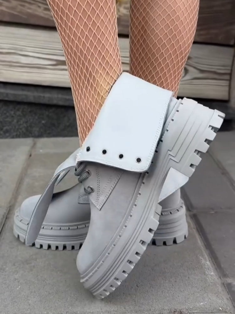 Lug-Sole Boots With Strap