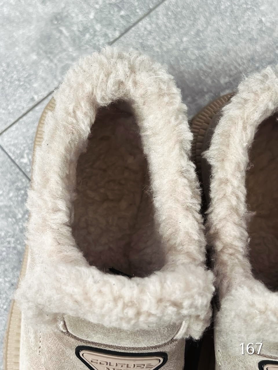 Beige Faux-Fur-Lrench Platform Boots