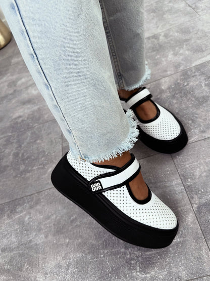 Mesh Platform Mary Jane Shoes