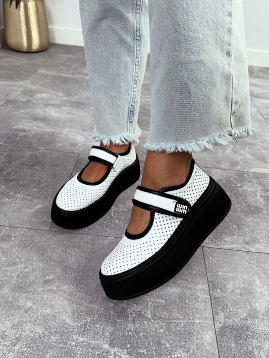 Mesh Platform Mary Jane Shoes