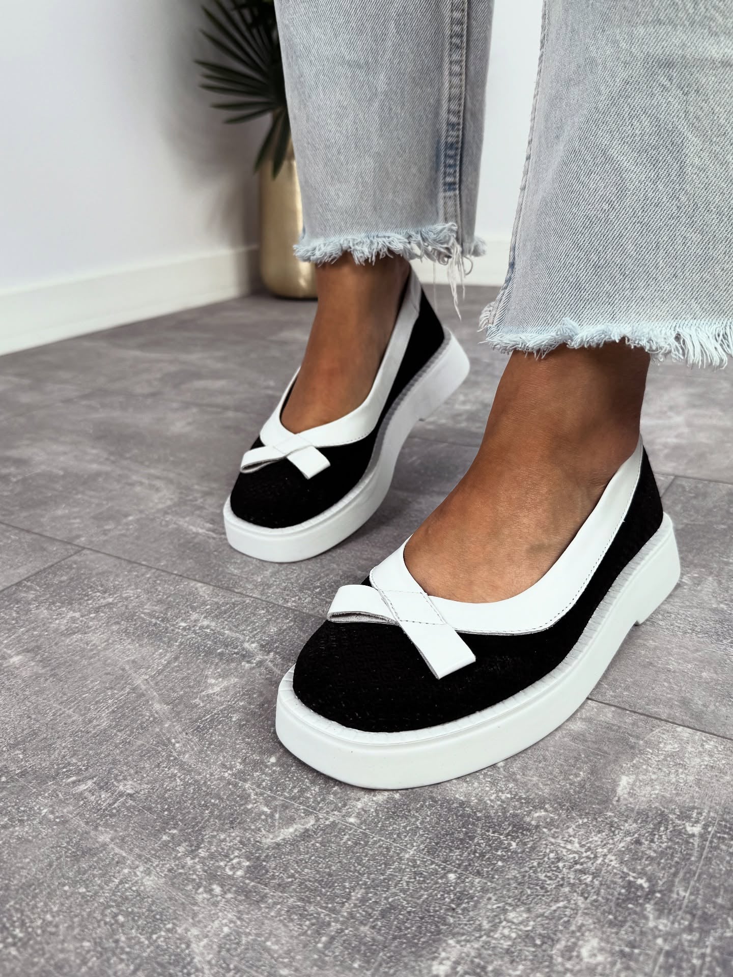 Mesh Platform Loafers With Bow Accent