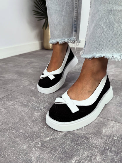 Mesh Platform Loafers With Bow Accent
