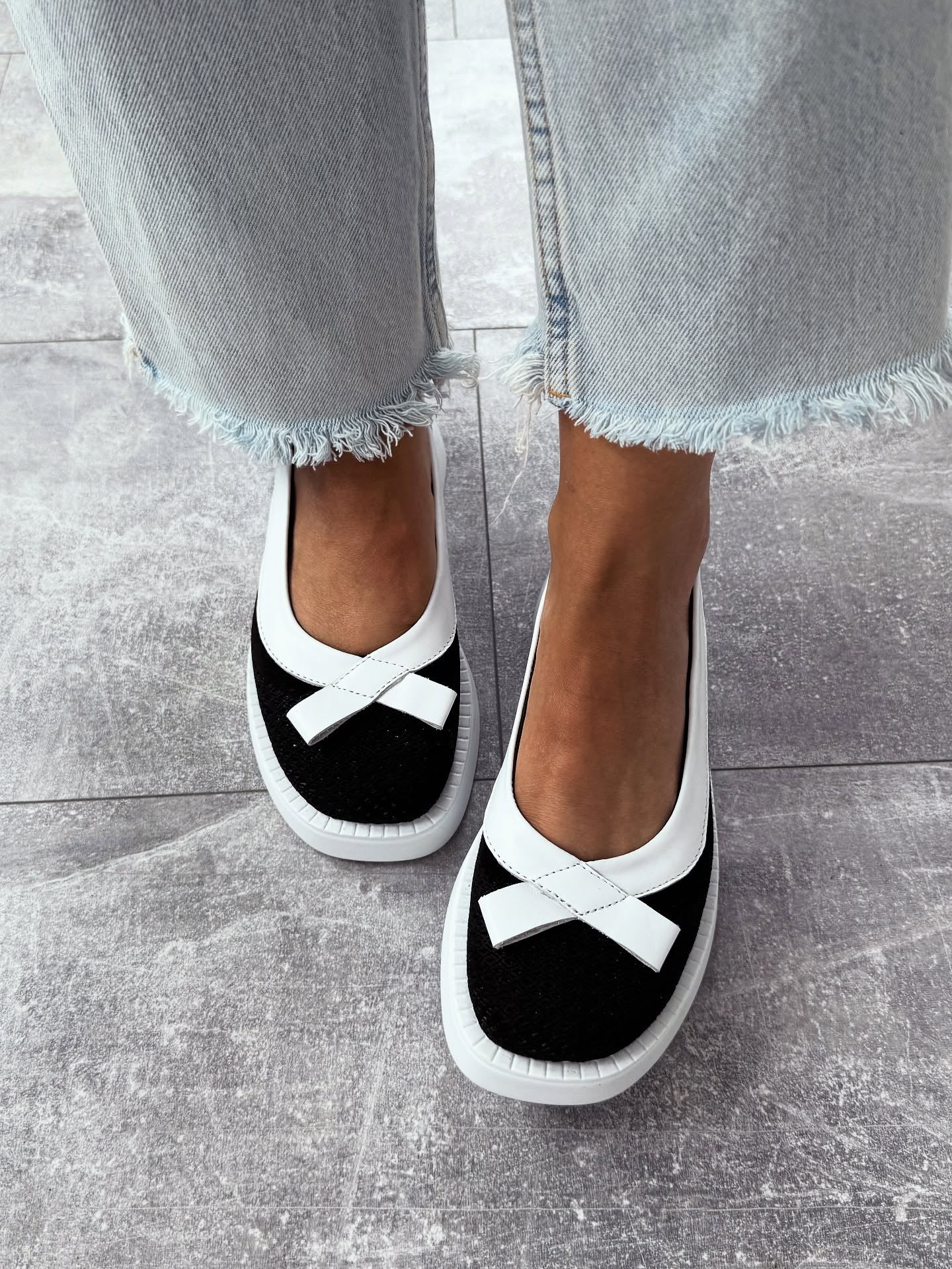 Mesh Platform Loafers With Bow Accent