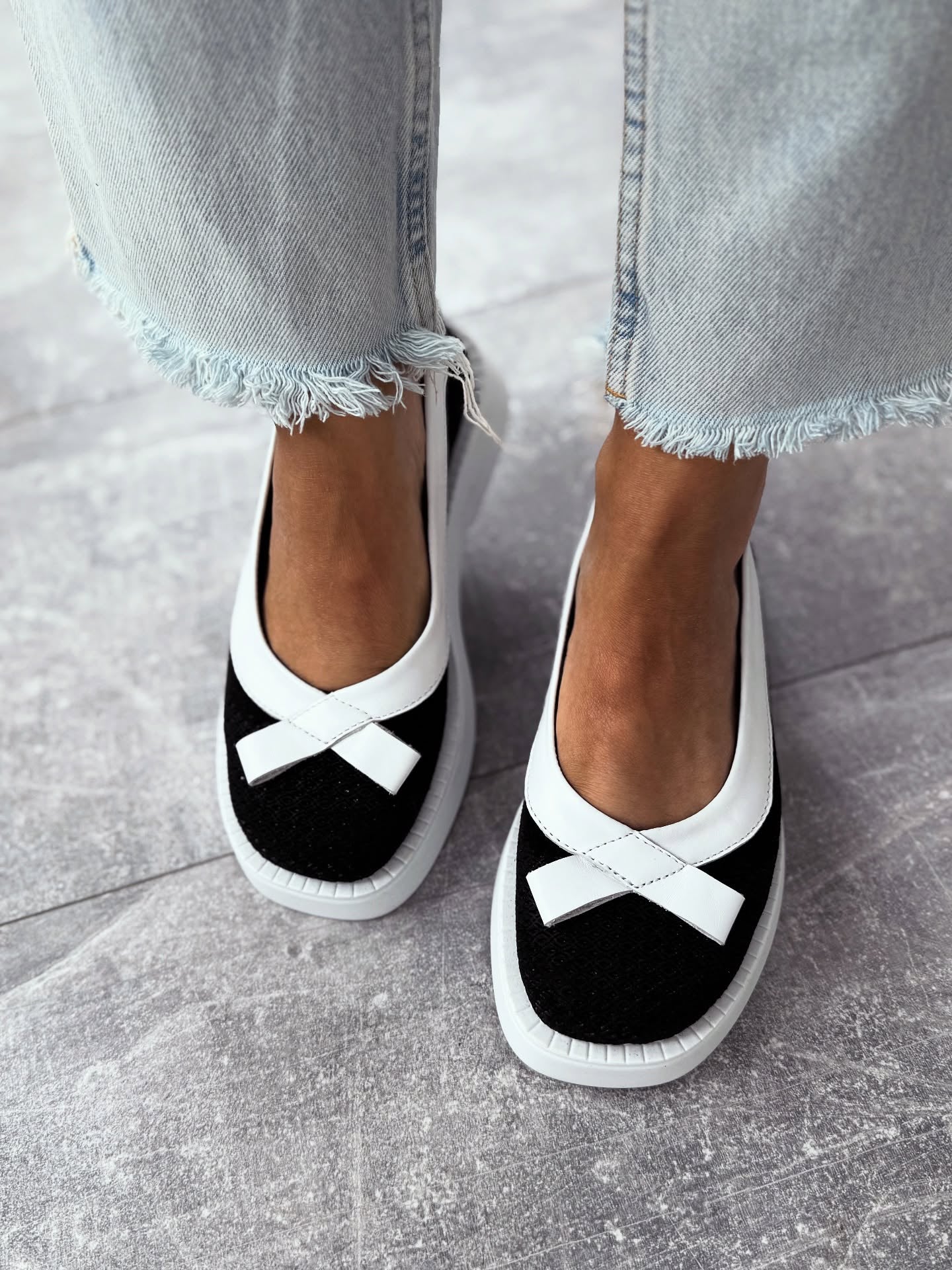 Mesh Platform Loafers With Bow Accent